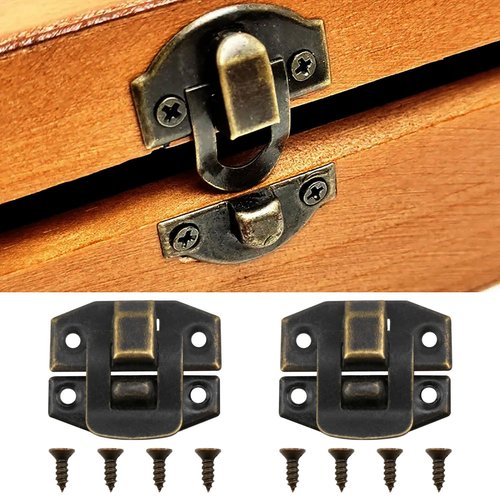 AYLIFU Jewelry Box Latch Wooden Box Small Hinge mini Lock Bronze Color with Screws 0.9×0.78×0.01inch for Jewelry Wooden Boxes and DIY handicrafts 20pcs