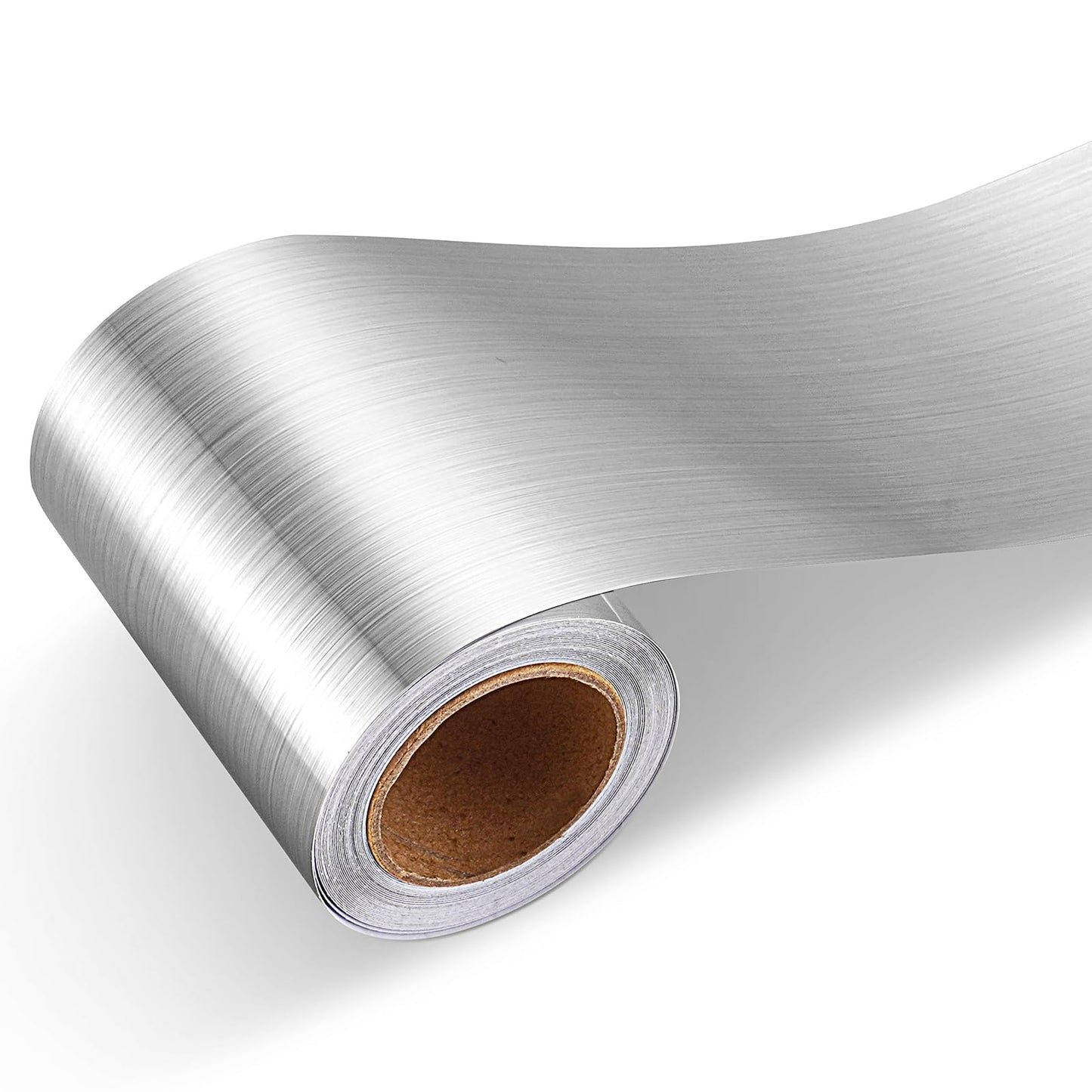 HelloWall Silver Brushed Nickel Mirror Frame Border Peel and Stick Metal Molding Trim Removable Wall Trim Borders Stainless Steel Wallpaper Border for Fireplace Stainless Steel Mirror Borders 3"x197"