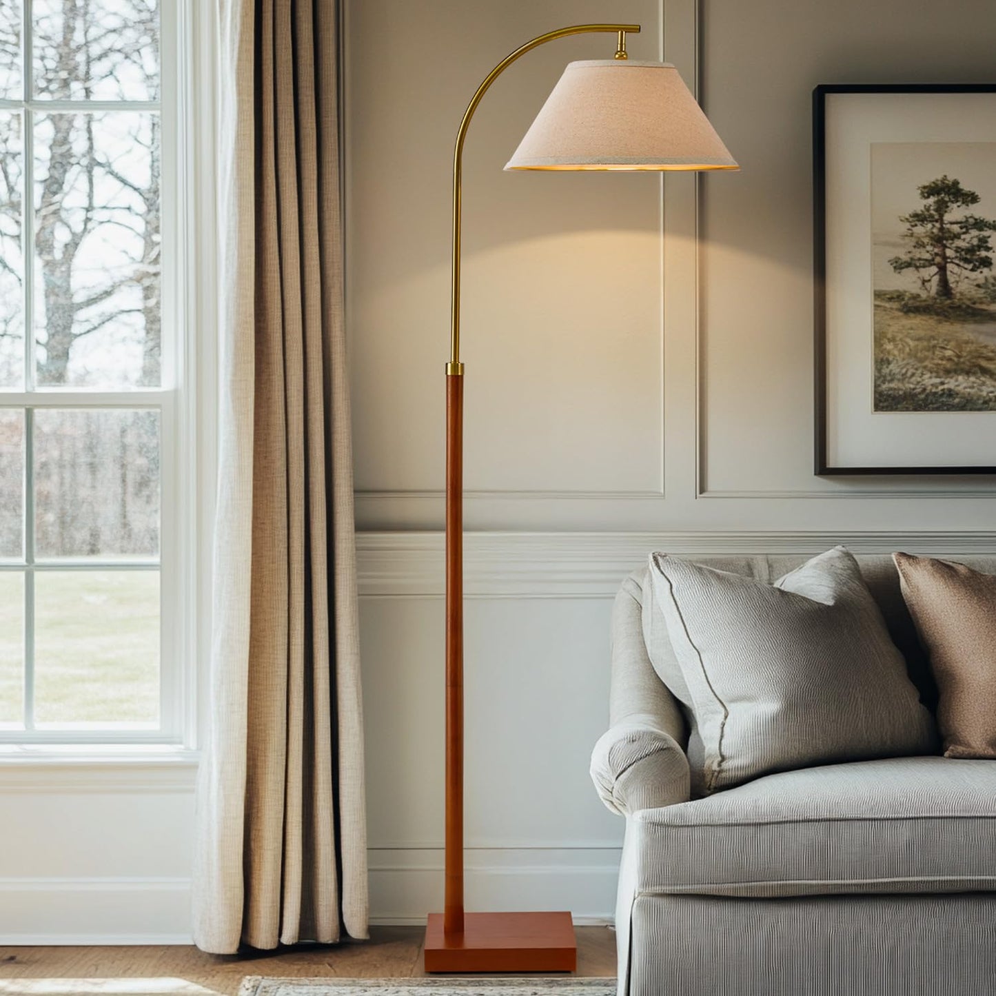 G-SAFAVA 63" Gold Floor Lamp for Living Rooms Tall Arc Standing Lamps for Bedrooms Tall Lamps with Foot Switch for Bedroom