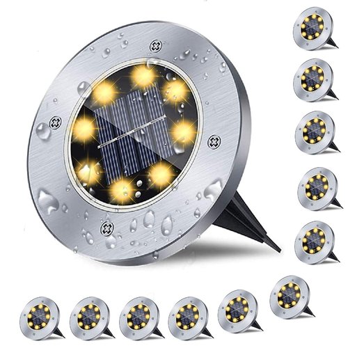 Rayolon Solar Ground Lights: Waterproof Upgraded Outdoor Landscape Lights (12 Pack Warm Light)