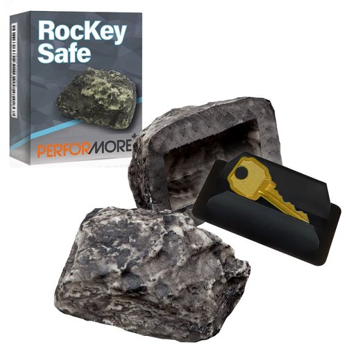 Performore Hide A Key in a Real Looking Rock/Stone, Rock Key Hider for Standard Sized Spare Keys by Rockey Safe, Fits in with Landscaping, Outdoor Key Holder, Weatherproof Design