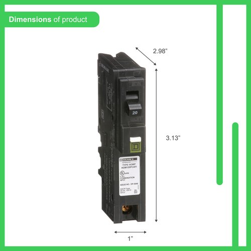 Square D by Schneider Electric Square D - HOM120PCAFIC Homeline Circuit Breaker, 20-Amp, 120V, 1-Pole CAFCI, Plug-On Neutral