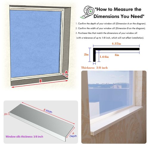 SXSJMY White Window Sill Protector 48 inch Wide, 4 inch Deep Waterproof PVC Window Sills Cover Board, Cuttable Windows Replacement Plate for Decor