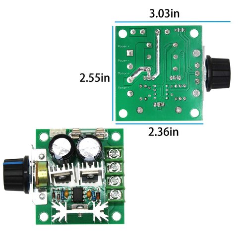 12V 30W Permanent Magnet DC Motor, 3000RPM High Speed CW/CCW Electric Gear Motor for DIY Generator and 12V-40V 10A PWM DC Motor Speed Controller Fan Controller with Knob-High Efficiency