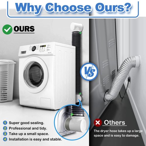 Dryer Vent Hose For Tight Space,Indoor Dryer Vent, Dryer Hose Vent Kit,90 Degree Dryer Vent Elbow,Dryer Vent Connector Kit,Dryer Vent Duct, Dryer Vent Adapter, Dryer Vent Vacuum Hose Attachment