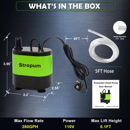 Stropum Automaitc Condensate Pump Small Sump Pump For Air Conditioner Dehumidifier Swamp Cooler Evaporative Air Cooler Green-2
