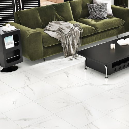 Wallderful White Peel and Stick Floor Tile Waterproof Marble Vinyl Flooring Self Adhesive Ceramic Stick on Floor Tiles 12"X12" Laminate Flooring for Bathroom Garage Kitchen Basement Office Vinyl Plank