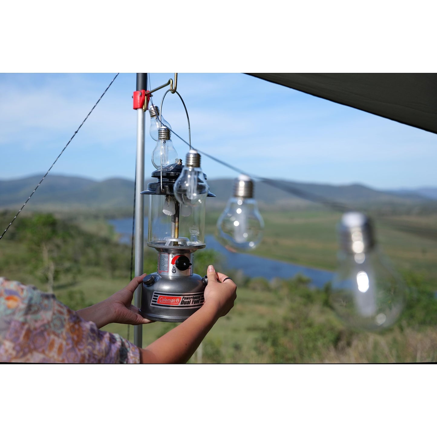 Coleman Powerhouse Dual Fuel Lantern Shines up to 800 Lumens 2-Mantle Lantern Uses Coleman Liquid Fuel or Gasoline with Adjustable Brightness Carry Handle Mantles & Funnel Included