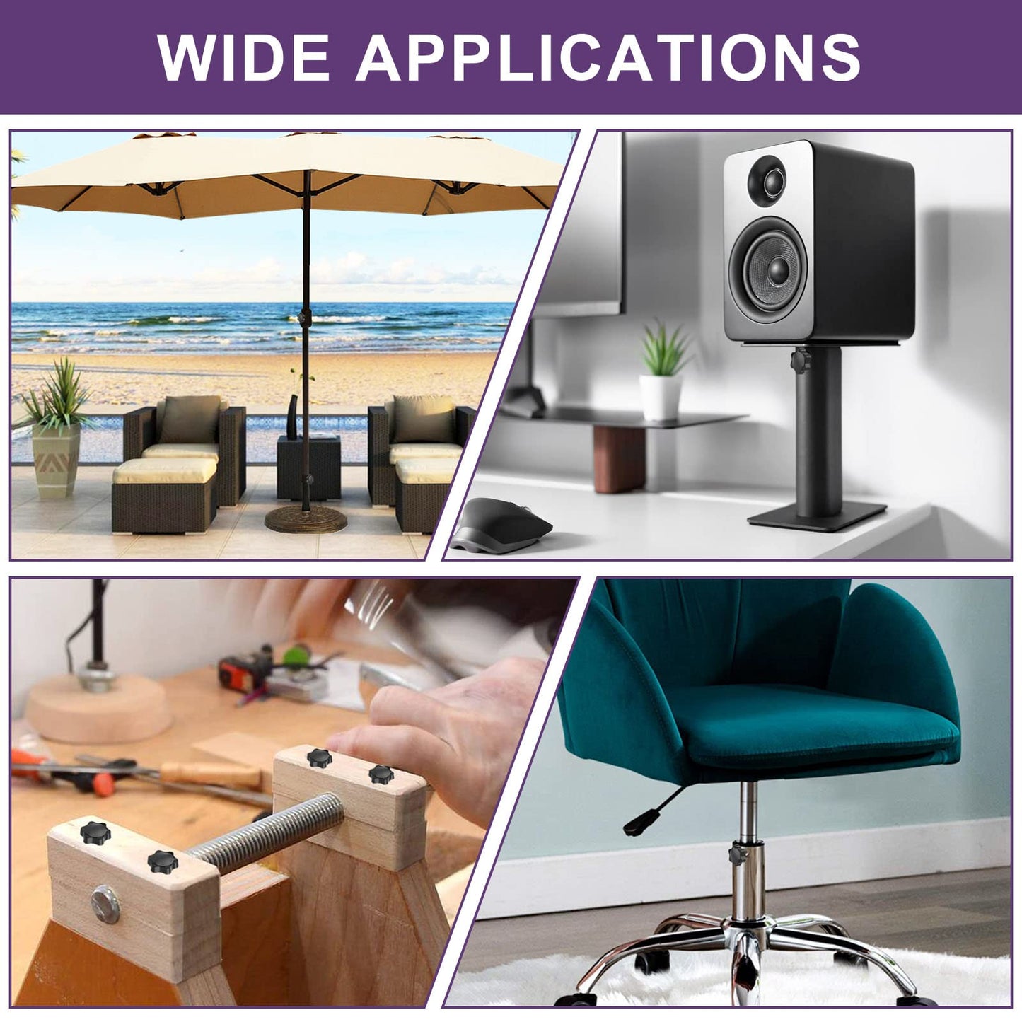 LifCratms M8 x 20mm Thread Star Knob 2Pcs, Plastic Hex Shaped Clamping Knob Handle Hand Tightening Screw for Umbrella Base Replacement