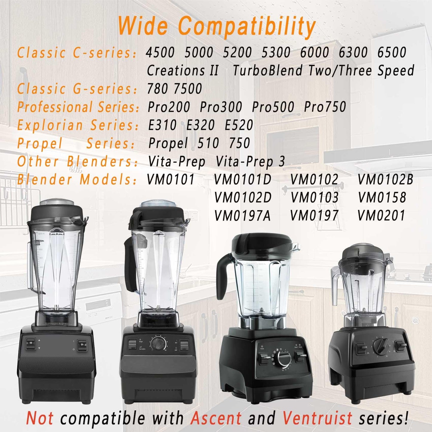 EastFune for Blenders 32oz Dry Grains Container, replace 5000 5200 6300 6500 7500 Pro 200 500 750 E310 E320 etc, compatible with Classic/Professional/Explorian Series Pitcher Jar Cup