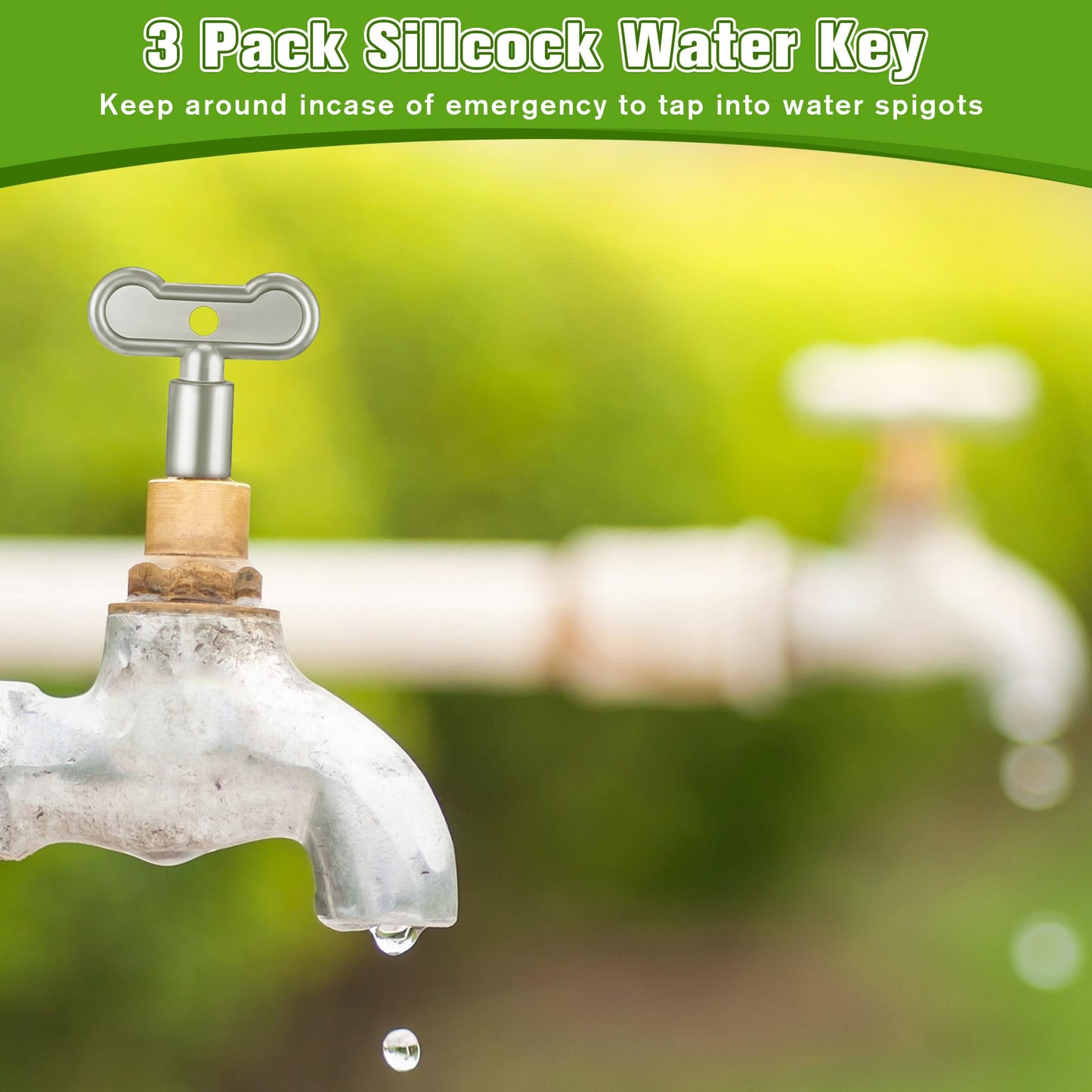 Enhon 6 Pack 5/16 in Sillcock Water Key Compatible with Danco 80132, Water Spigot Key, Square Stem Outdoor Faucet Handle Fits 8x8mm Square Broach Shut Off Valve (Silver)