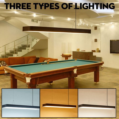 Rossesay LED Billiard Pool Table Light for 7'-8' Billiard Table Hanging Light, 60w LED, 3 Lighting Modes with Remote Control for Game Room Coffee Shop