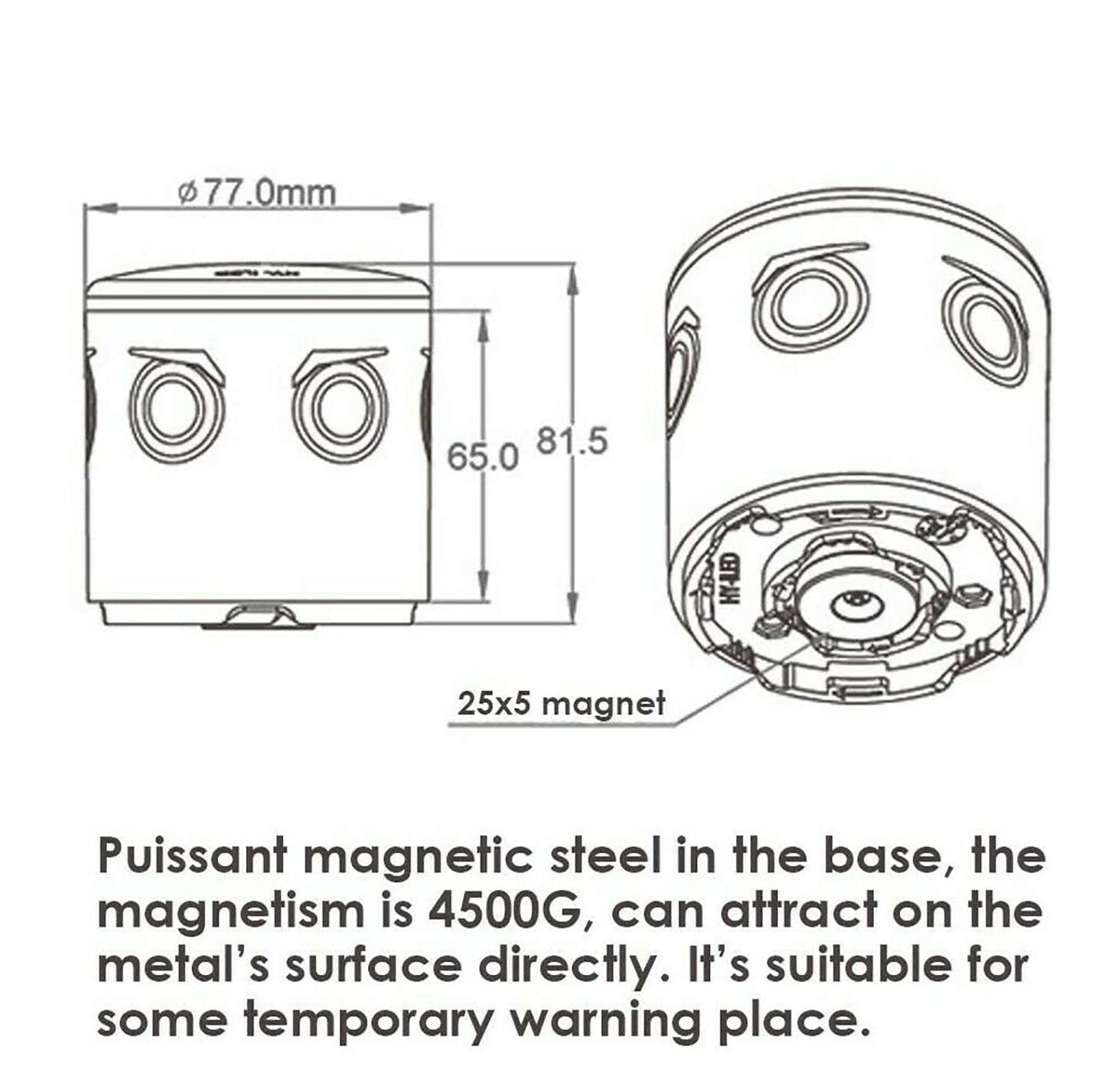 Solar Strobe Warning Light, with Strong Magnetic Base High Bright LED Flashing 360° Wireless Control Automatically Turn On Waterproof IP65 for Construction, Traffic, Factory, Safety Sign (White)