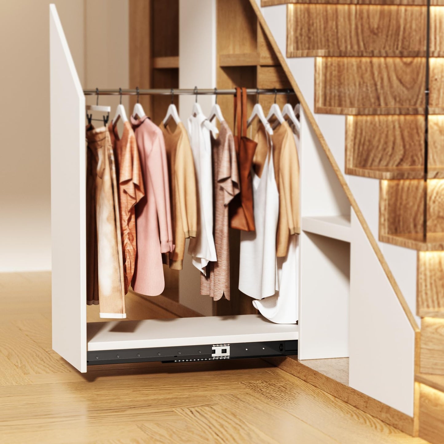 VEVOR Undermount Heavy Duty Drawer Slides, 16 24 32 40 Inch 260 lb Load Capacity Full Extension Ball Bearing Under Stair Cabinet Rails, Bottom Stair Cabinet Glides Track Runners(40inch, Black)