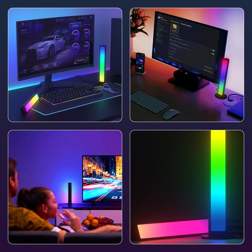 FairyNest Gaming LED Light,Windows 11 Dynamic Lighting&App Controlled RGBW LED Light Bar,Music Modes, USB Powered,Rainbow Light for Entertainment, Monitor Backlight for Desk&Room Decoration (1pc)
