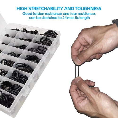 Boatsea 225pcs Rubber O Ring Assortment Kits 18 Sizes Sealing Gasket Washer Made of Nitrile Rubber NBR for Automotive Repair, Plumbing and Faucet, Air or Gas Connections, Resist Oil and Heat O-Rings