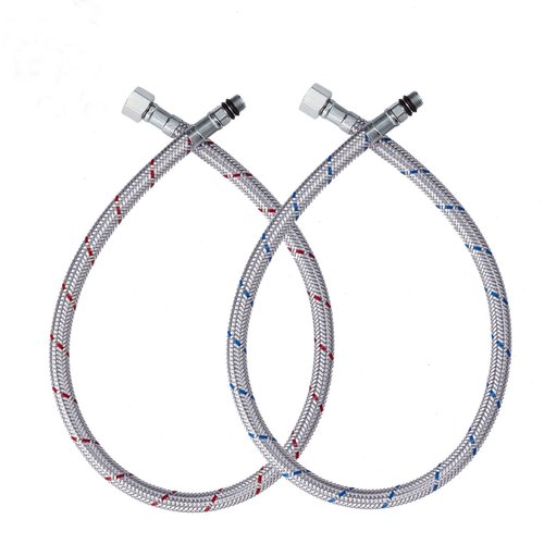 GGStudy 24-Inch Faucet Connector Braided Stainless Steel Supply Hose 3/8-Inch Female Compression Thread x M10 Male Connector One Pair