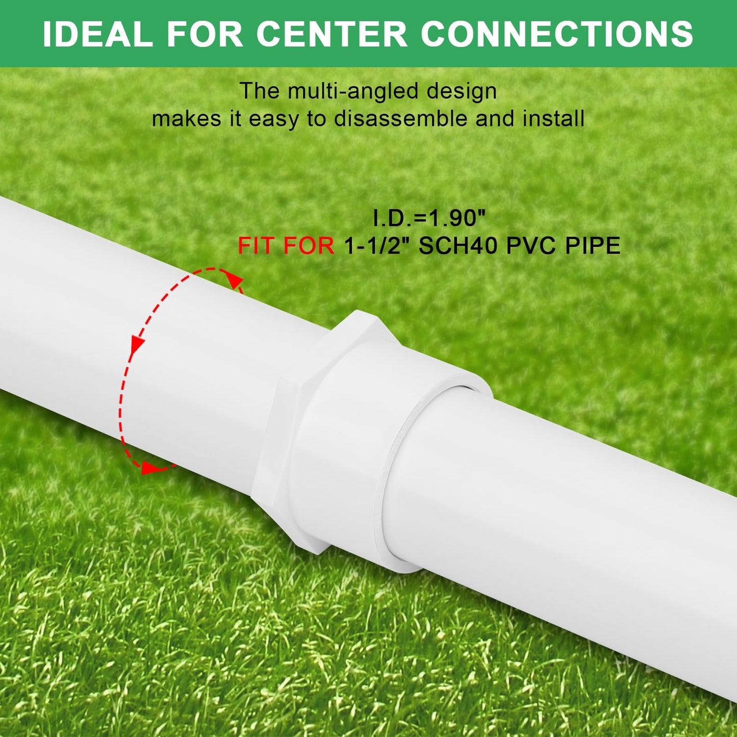 Lswteiz 6Pack 1-1/2" PVC Male Adapter Pipe Fittings (Socket x Male Pipe Thread) Furniture Grade SCH40 2-Way 1.50" PVC Coupling Pipe Connectors for Plumbing Water Line