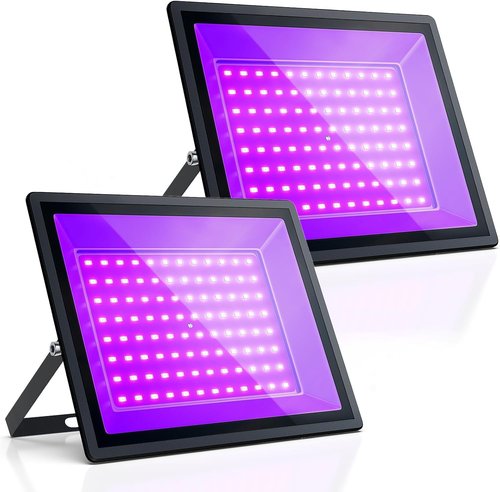 100W UV Black Light, 2 Pack Powerful IP66 Waterproof LED Lamps for Neon Glow Party, Halloween, Christmas Decor and Art Displays in Large Space (100W (2 Pack))