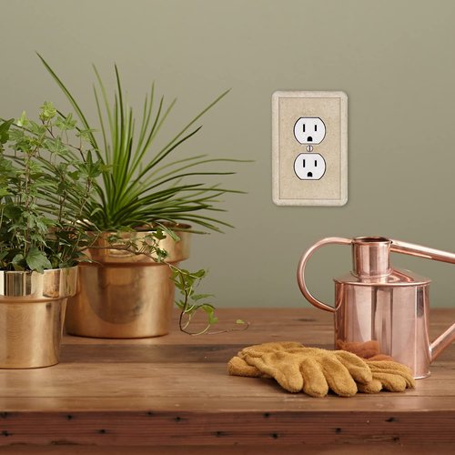 Questech Outlet Cover, Single Duplex Wall Plate 1-Gang Switch Plate Standard Size Electrical Outlet Receptacle Cover, Decorative Tumbled Texture, Travertine, 3 Pack