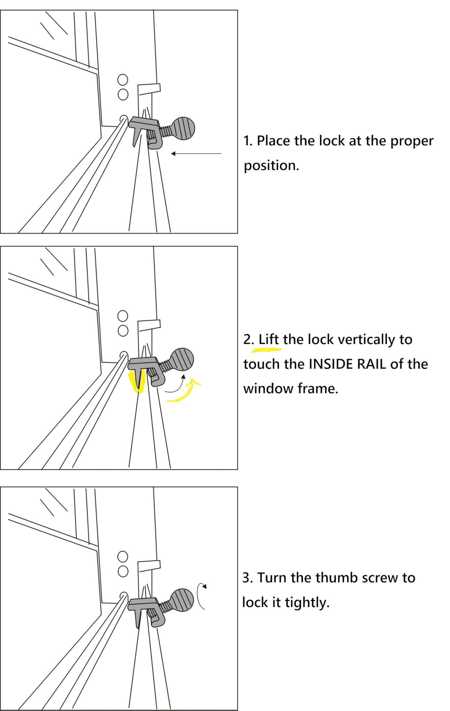 QCAA Single Small Sliding Window Security Lock, White, Aluminum Material, Made in Taiwan, 8 Pack