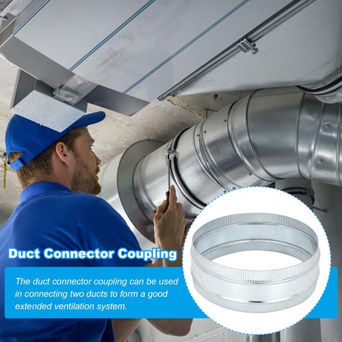 PATIKIL 12 Inch Duct Connector Coupling, Galvanized Steel Straight Dryer Vent Coupler Flexible Ducting Collar Connector Round Crimped Ventilation Duct Extension for HVAC System Pipe