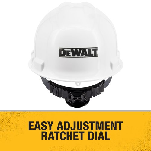 DEWALT DPG11-W Cap Style Hard Hat – Made in USA – White – ANSI Z89.1 Type 1 Class G & E – 6-Point Ratchet Suspension