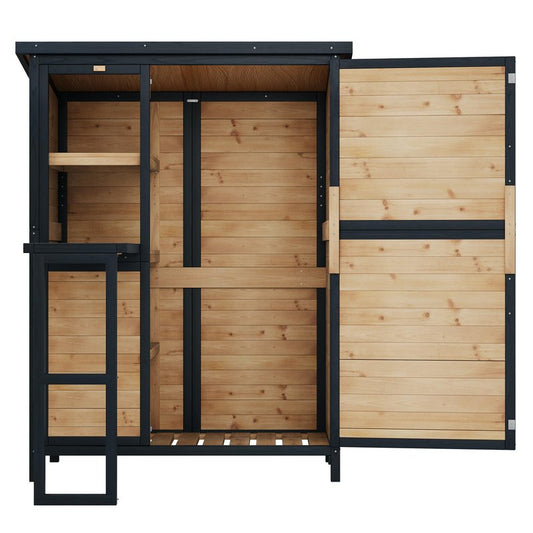 Jocisland Solid Fir Wood Outdoor Storage Shed,Garden Tool Shed with Foldable Workbench