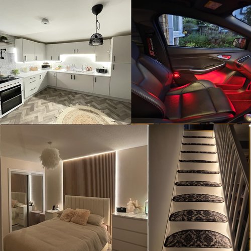 Cinlitek COB LED Strip Light, Ultra-Thin 12V 3mm16.4ft Ultra High Density Tape Light, 480LED/m, CRI 90+, Flexible Cuttable LED Lighting for Home Indoor Decor (Without Power Supply)