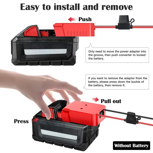 1 Packs Power Wheel Adapter for Milwaukee M18 Battery Adapter 18V Power Wheel Battery Conversion Kit with Switch, Fuse & Wire Terminals, 12AWG Wire, Power Connector for DIY Rc Car Toys and Robotics