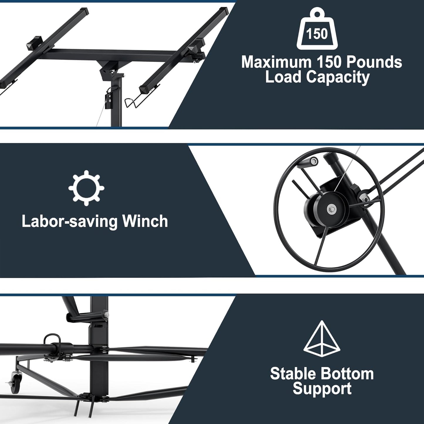 11 Ft Drywall Lift,Drywall Rolling Lifter Panel,150LBS Heavy Duty Sheetrock Lift Drywall Lift,Drywall Lift Panel Hoist Jack with 360° Adjustable Telescopic Arm & 3 Lockable Wheels