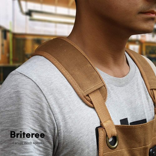 BRITEREE Woodworking Apron for Men, Gifts for Men Dad Father, with 9 Tool Pockets, Durable Waxed Canvas Work Apron for Woodworkers Carpenters Blacksmiths (Brown -Waxed Canvas Apron)