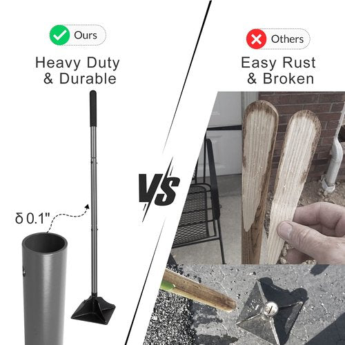 Walensee Steel Tamper 48 inch Steel Handle 10"x10" Garden Tamper with Rubber Grip for Laborsaving All-Steel Tamper Heavy Duty Ideal Tool for Leveling Ground Installing pavers and Repairing Blacktop