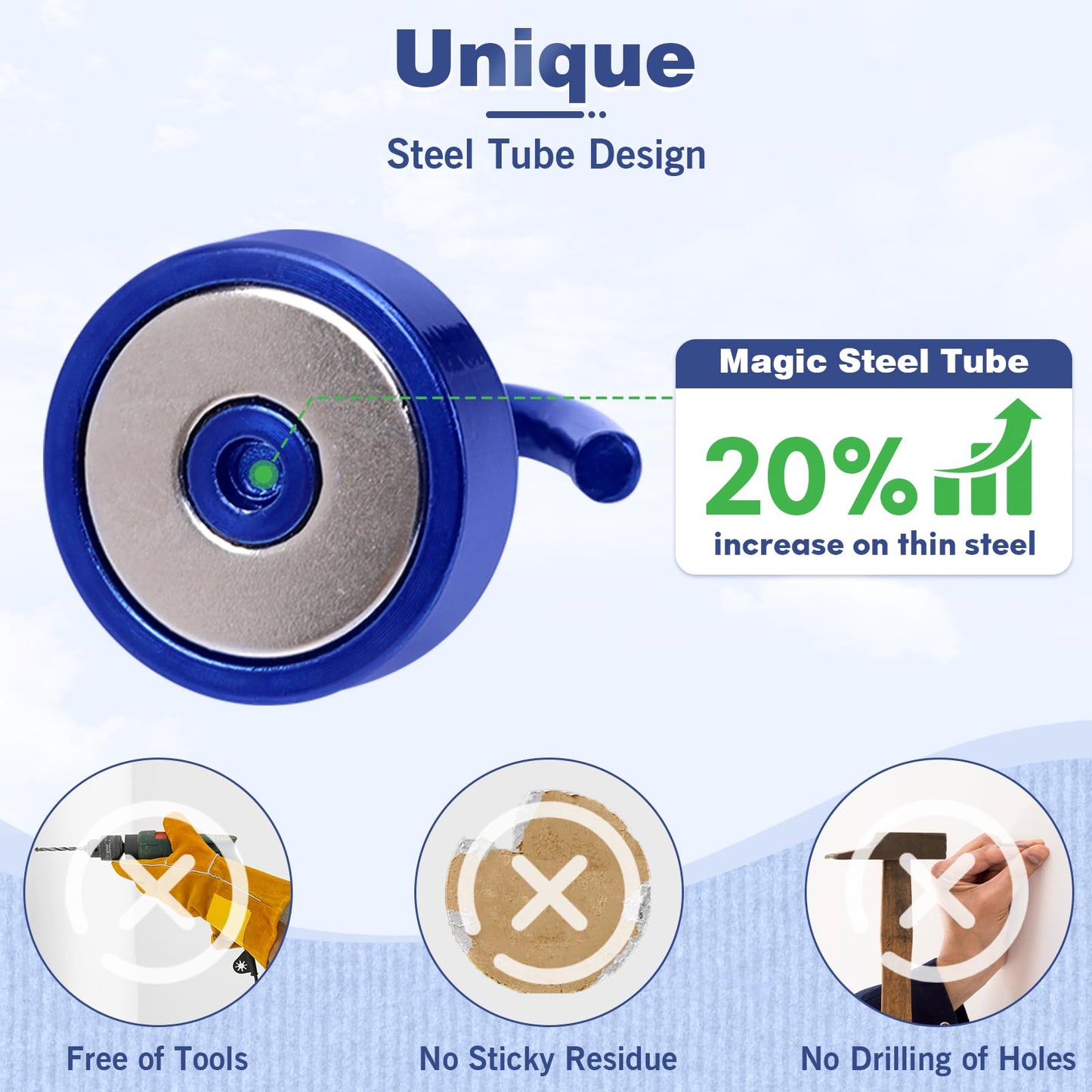 Neosmuk Magnetic Hooks, Cruise Ship Essentials, 40lb+ Heavy Duty Magnetic Hooks for Cruise Cabins, Refrigerator, Grill, Hanging, and Travel | Extra Strong Must-Haves Magnet Hook,Navyblue,Pack of 10