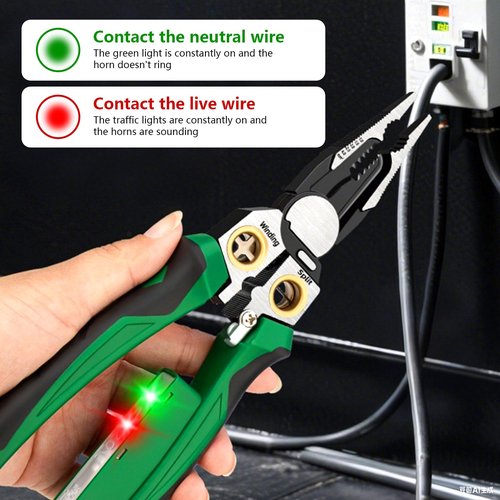 8-in-1 Wire Stripper with Voltage Tester - Multi-Function Electrician Tool for Cutting, Stripping, Crimping & Testing Wires (1)