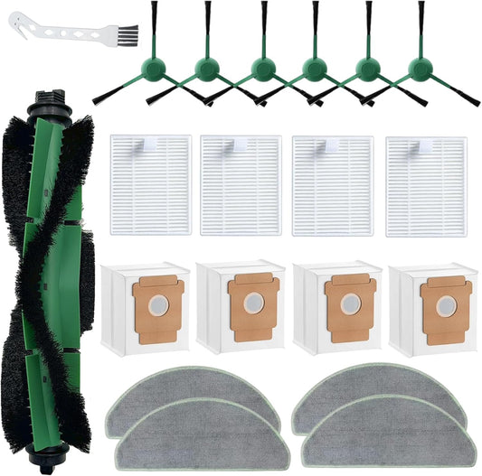 20 Pack Replacement Parts for iRobot Roomba 105 Combo/105 Combo+105 Vac/104 Combo/Q052 Robot Vacuum, 1 Main Brush, 6 Side Brushes, 4 HEPA Filters, 4 Vacuum Bags, 4 Mop Pads Parts & Accessories