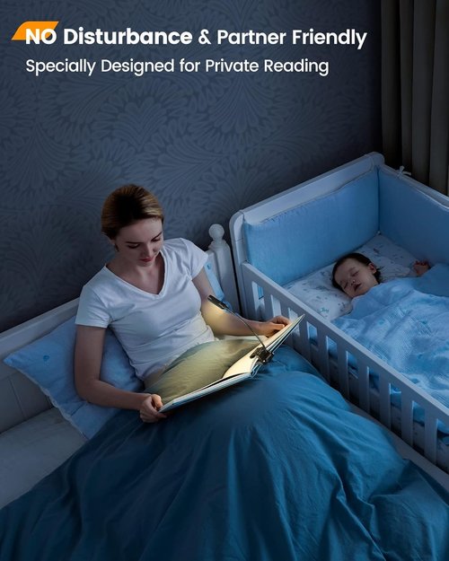 Glocusent Willow Book Light for Reading in Bed, 10LED Bright Reading Light, 3 Colors & 3 Brightness, Rechargeable Book Light Lasts for 80hr, Lightweight Clip on Book Light, Perfect for Book Lovers