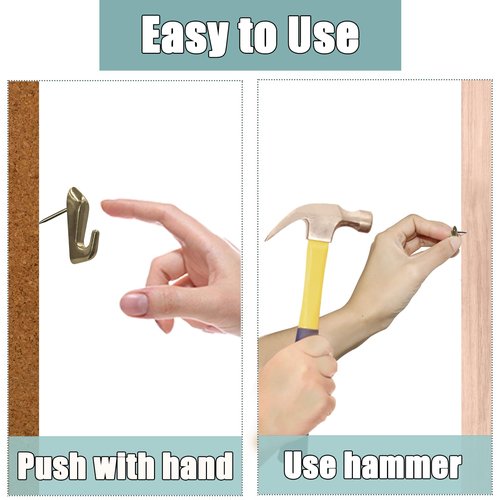 30 PCS Push Pin Picture Hooks, thumbtacks for Wall Hanger, Picture Hanging Nails for Wall, Decorative Thumb Tacks for Hanging, Bulletin Board Hooks (Bronze)