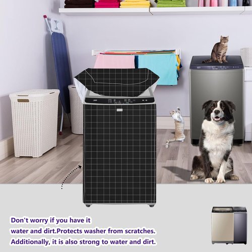 MBOOM Portable Washing Machine Cover, 600D Oxford Waterproof Universal Fit for Compact/Full-Automatic Washers（1.7-2.0 cu.f,about 12-15 lbs)，22.5"W x 23.5"D x 36"H