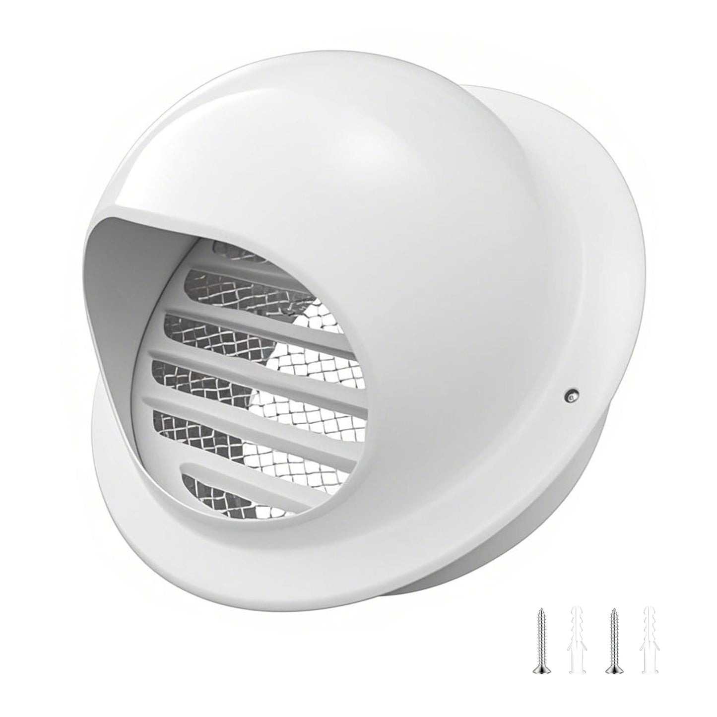 4" Vent Round Cover, Stainless Steel Wall Round Vent Hole Ventilating Cover, Air Ventilation and Exhaust Wall Vent Outlet Hood, HVAC Ducting Vent Cover (White 1Pcs)