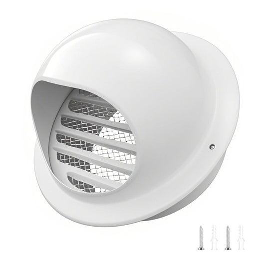 4" Vent Round Cover, Stainless Steel Wall Round Vent Hole Ventilating Cover, Air Ventilation and Exhaust Wall Vent Outlet Hood, HVAC Ducting Vent Cover (White 1Pcs)