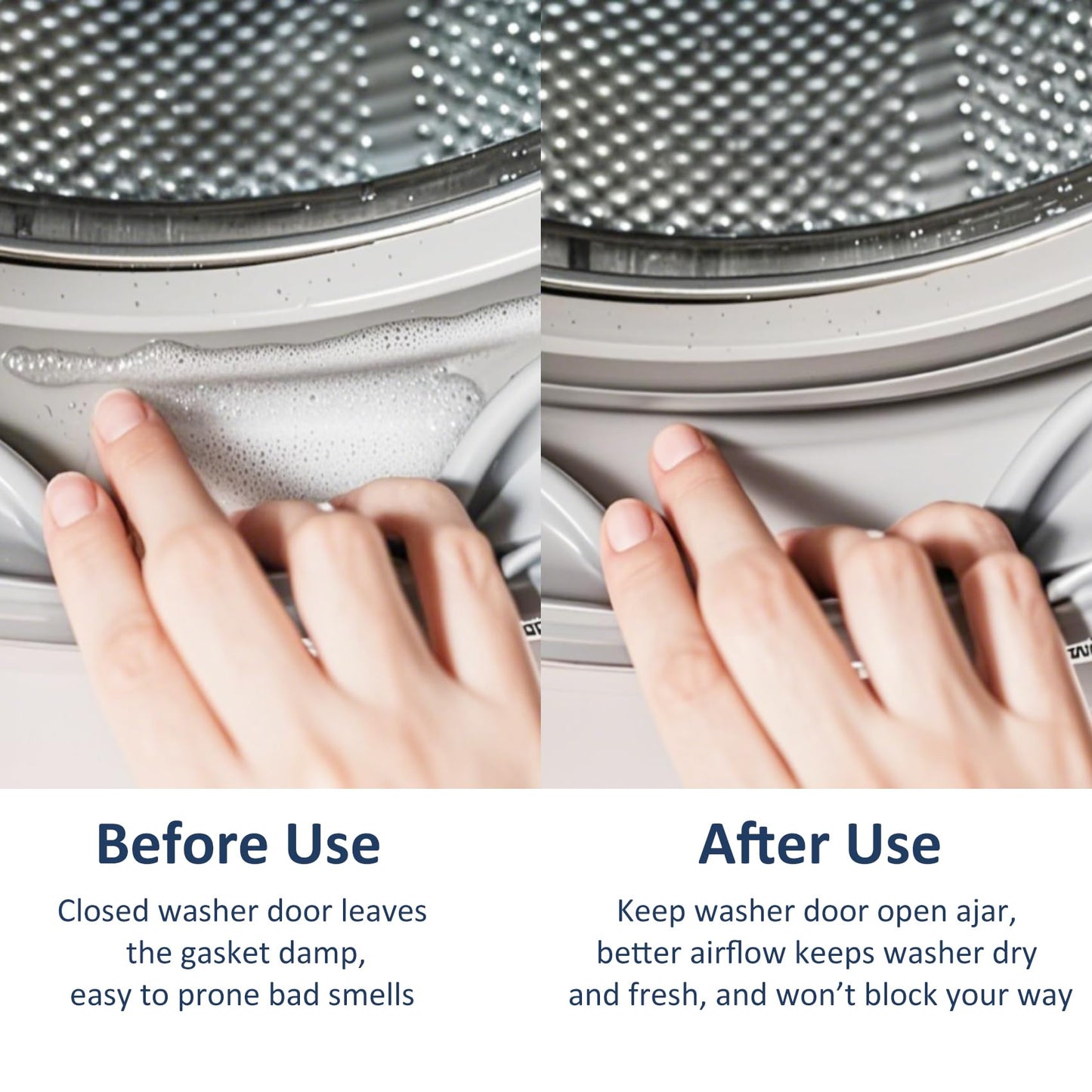 Front Load Washer Door Prop and Holder – Magnetic Door Stopper with Strong Magnet and Flexible Hose – Keep Washer Door Open for Ventilation – Easy to Use, Fits Most Front Load Washers - Black