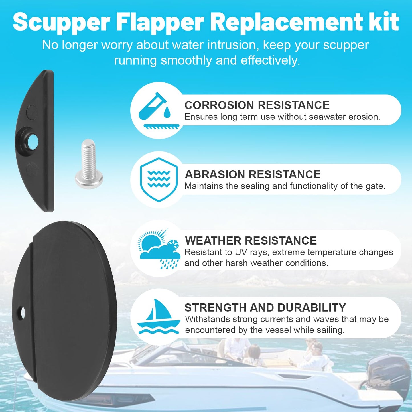 1-3/4" Boat Scupper Flapper Replacement - for Boats Stainless Steel and Plastic Thru Hull Scuppers Scupper Valves Repair Kit - 2 Pcs
