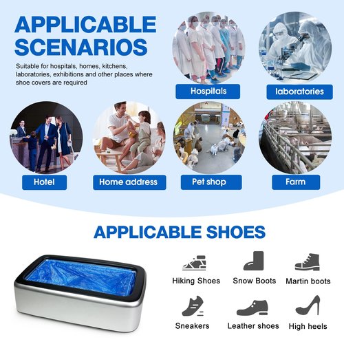 YJDayy Shoe Covers Dispenser Containing 200pcs Shoe Cover Disposable Non Slip High Quality Automatic Shoe Cover Machine with Disposable Shoe Covers for Indoors for Most Occasion and Shoes Size