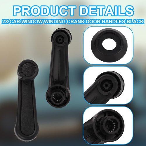 lasuroa 2pcs Manual Window Handle Car, Driver & Passenger Side Replacement Crank Handles Parts Accessories for 1992-1998 Geo Tracker Suzuki (Black)