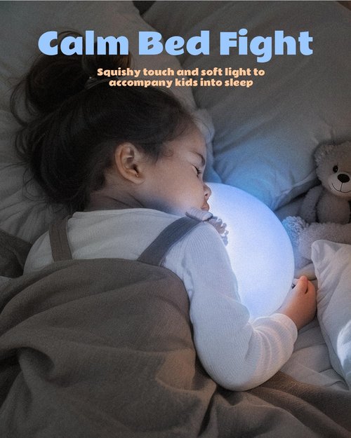 Night Light for Kids, Soft Egg Light with 13 Colors Changing Mode, Soft Silicone Mood Lighting for Bedroom, 5 Levels Adjustable Brightness, Auto-dim in 30 Minutes Ambient Lighting Globe Lamp