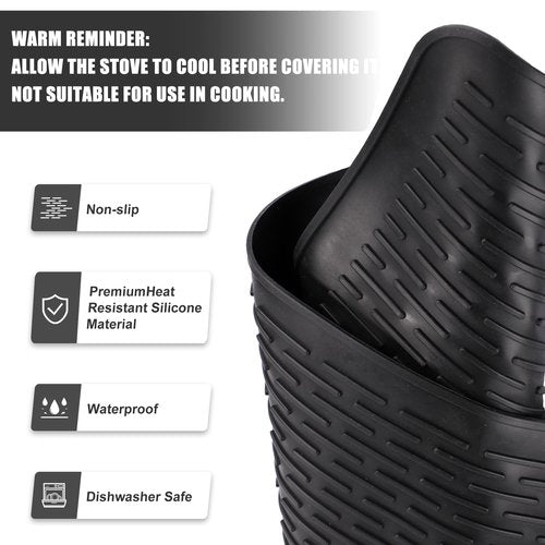 Silicone Electric Stove Cover Pad, Classic Black Non-Slip Cooktop Protector Mat Heat Resistant Silicone Stove Top Protector Large Stove Cover for Kitchen Dish RV Countertop Induction Counter
