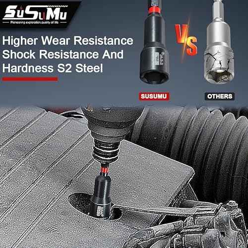 16PCS Impact Rated Magnetic Nut Driver Set with Socket Adapter Set and Phillips Screwdriver Drill Bits, Extension Bit Holder,1/4" Quick Change Hex Shank for Cordless Impact Wrench Drive Nuts Or Bolts