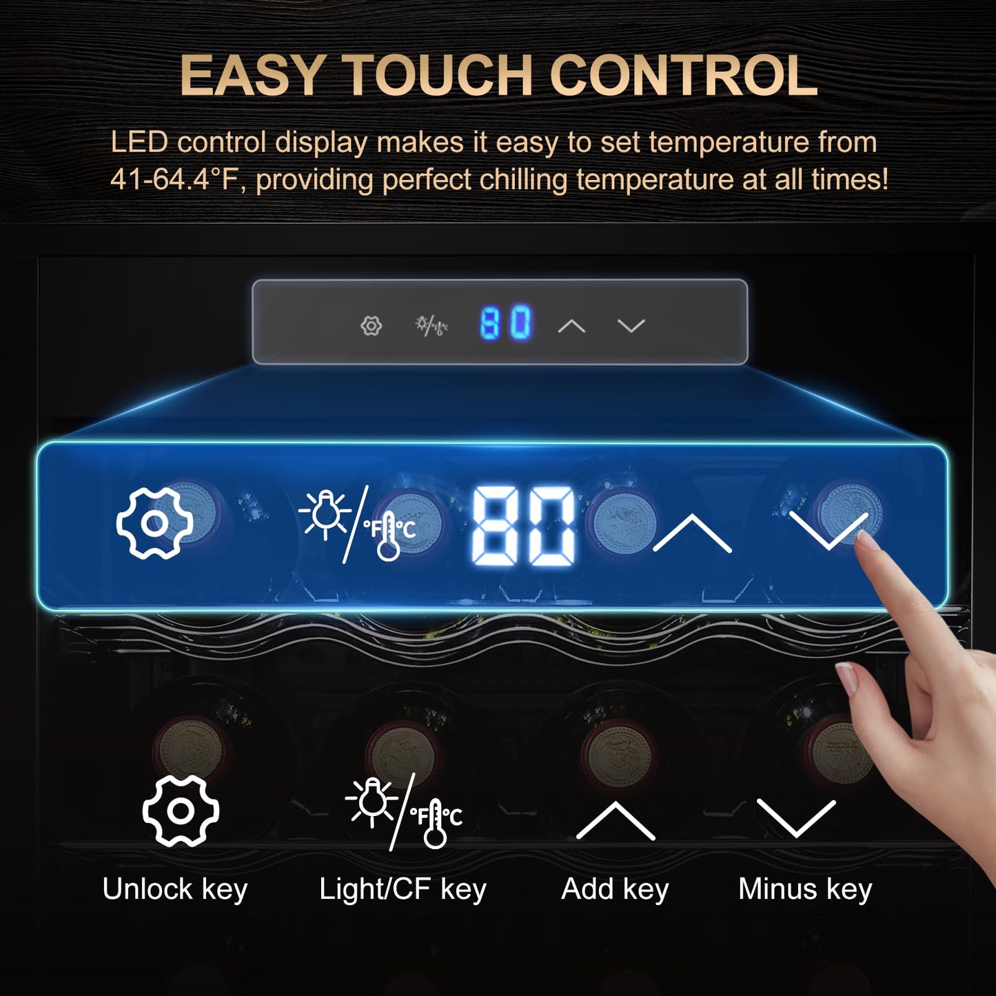 BODEGACOOLER 24 Bottle Mini Fridge for Bedroom, Compressor Wine Cooler Refrigerator for Home and Kitchen, Wine Cooler with Digital Temperature Control & Double-layer Glass Door for Wine, Champagne.