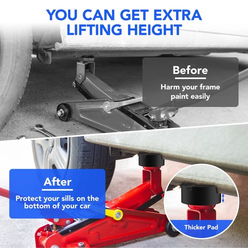 Suewort Upgraded Pinch Weld Jack Pad, Two Depths X-Grooves Floor Jack, Easily Fit Different Cars, Thicker Sturdy and Grippy Rubber Pad to Protect You and Your Car, 3.9 x 3.9 x 1.8 in